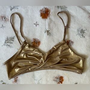 FREE PEOPLE Shimmering Gold Bra Top
